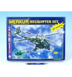 Stavebnice MERKUR Helikopter Set 40 modelů 515ks v krabici 36x27x5,5cm