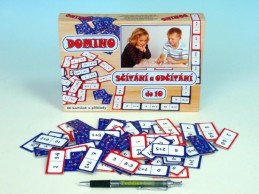 Domino sčítání a odčítání do 10 společenská hra 60ks v krabici 22x16x3cm - Rock David