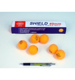 Míčky na stolní tenis SHIELD 4cm bezešvé oranžové 6ks v krabičce