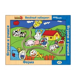 Hra ze dřeva Veselé bludiště Farma