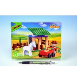 Stavebnice BanBao Farma Stáj s koníkem 59ks + 1 figurka v krabičce