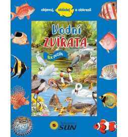 Vodní zvířata - 8 puzzle - Objevuj, skládej a obkresli