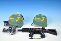 Vojenská sada /samopal 31cm + helma plast v síťce - Rock David