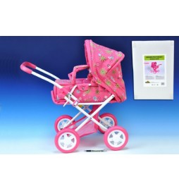 Kočárek pro panenky hluboký menší plast/kov 62x37x66cm v krabici 3+