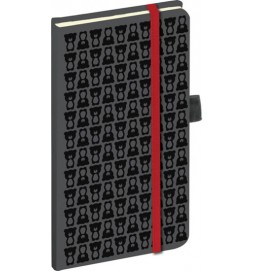 Diář -Teribear notes s gumičkou, Kapesní, černá