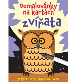 Domalovánky na kartách - Zvířata (Krabička + fix + 50 karet)