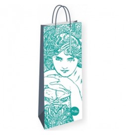 Alfons Mucha - Emerald - dárková taška na lahev